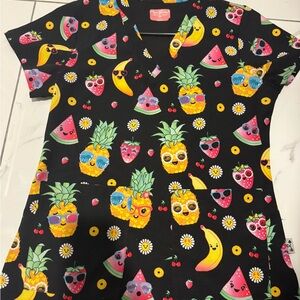 Colorful Fruit Print Women's Scrub Top